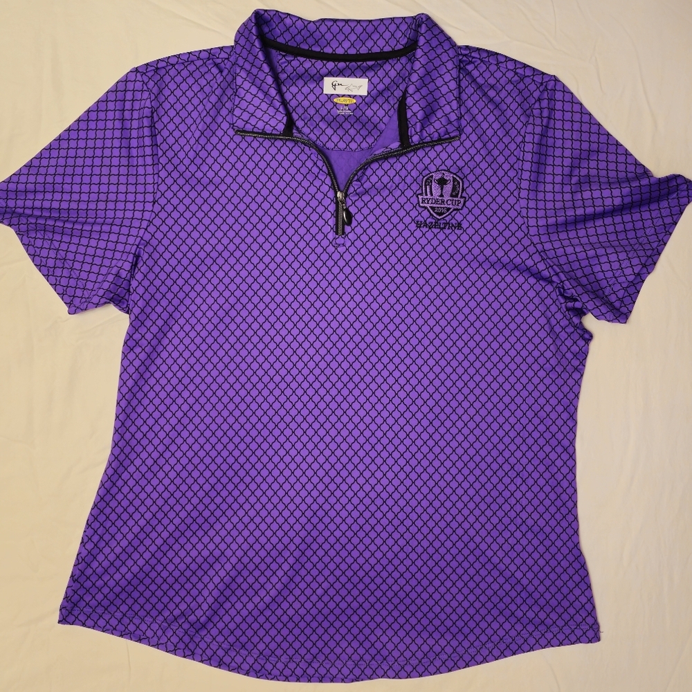 Greg Norman Women's Purple And Black Short Sleeve Polo Golf Shirt